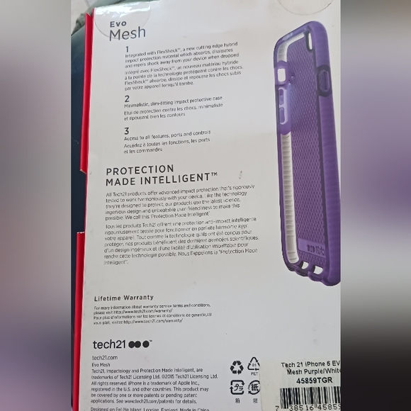 Tech 21 Evo Mesh Iphone 6/6S Case Purple/White - Picture 7 of 8